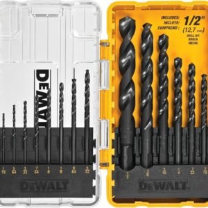DEWALT Drill Bit Set, 3-Flats Shank,14-Piece, 135 Degree Split Point, for Plastic, Wood and Metal (DWA1184)