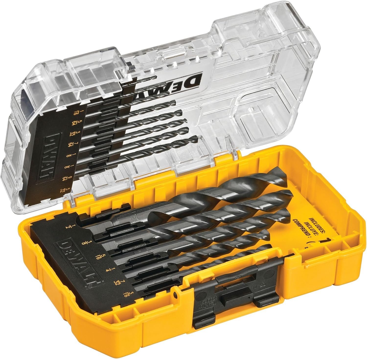 DEWALT Drill Bit Set, 3-Flats Shank,14-Piece, 135 Degree Split Point, for Plastic, Wood and Metal (DWA1184) - Image 3